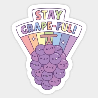 Bunch of Grapes, Stay Grapeful Pun Sticker